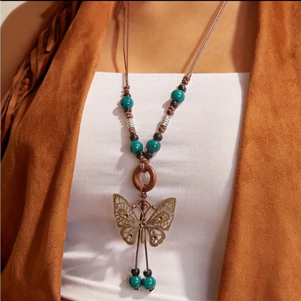 Bohemian Butterfly Pendant Necklace